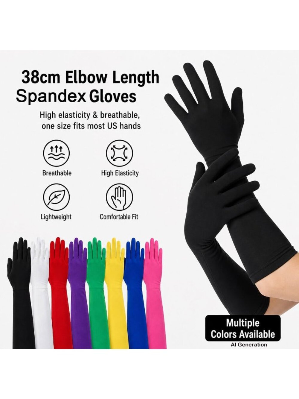 Men's And Women's Coffee 15'' Elbow Length 20s Stretchy Cosplay Costume Gloves - Picture 4 of 5